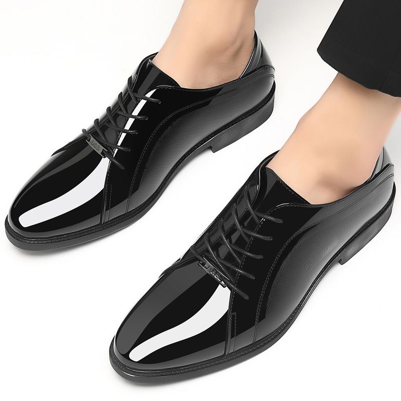 Men Shoes On Clearance - Яркая черная социальная обувь с верхом,