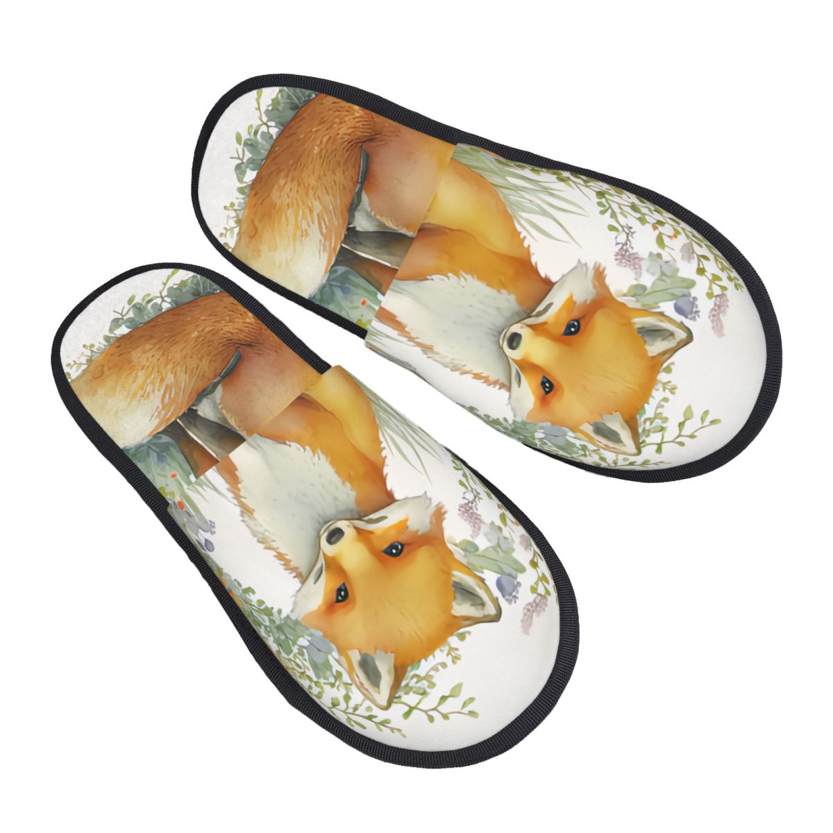 Men Shoes Illustration - Плюшевые домашние тапочки, акварель, лес, мультфильм,