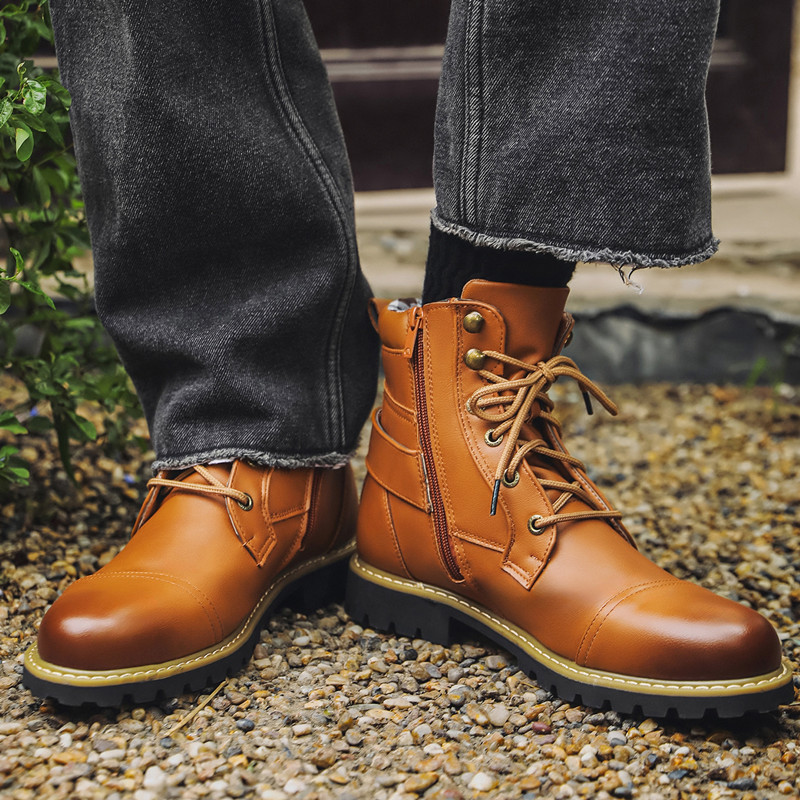 Men Shoes Oxford - Осенне-зимние модные мужские кожаные ботинки с