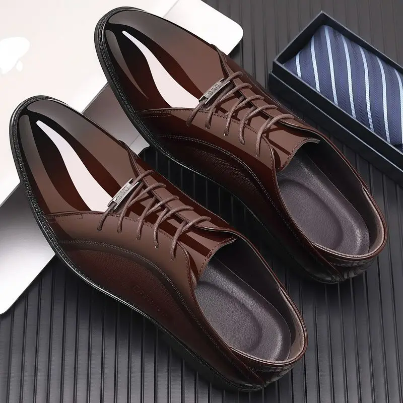 Яркая черная социальная обувь  – обзор и цена Men Shoes On Clearance