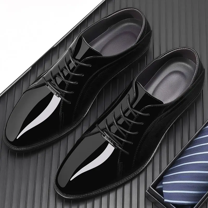 Яркая черная социальная обувь  – обзор и цена Men Shoes On Clearance