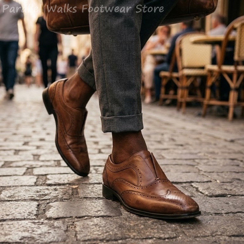Мужские коричневые кожаные туф – обзор и цена Men Shoes Oxford